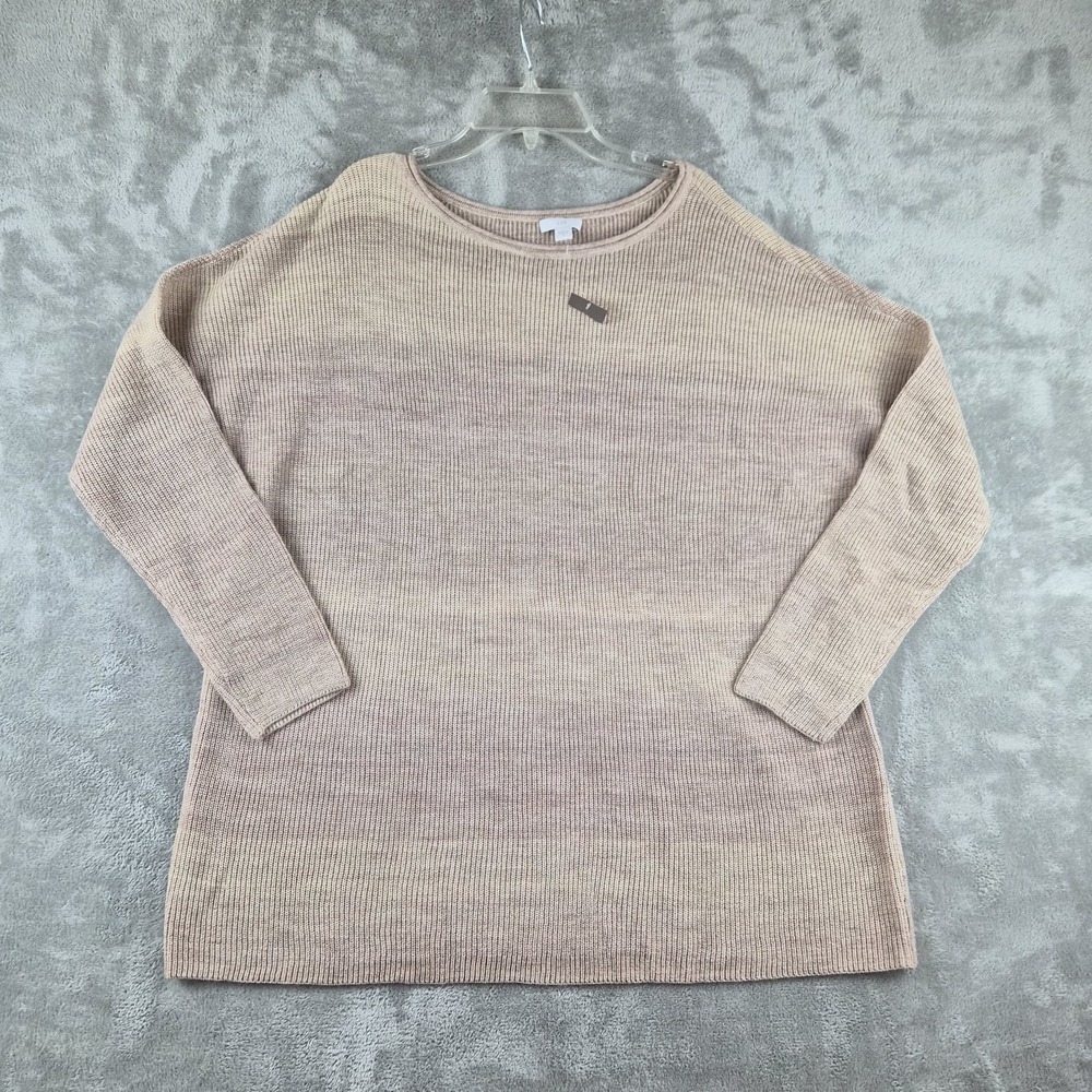 J Jill Sweater Womens Small Taupe Ribbed Knit Tunic Oversized Lagenlook NWT